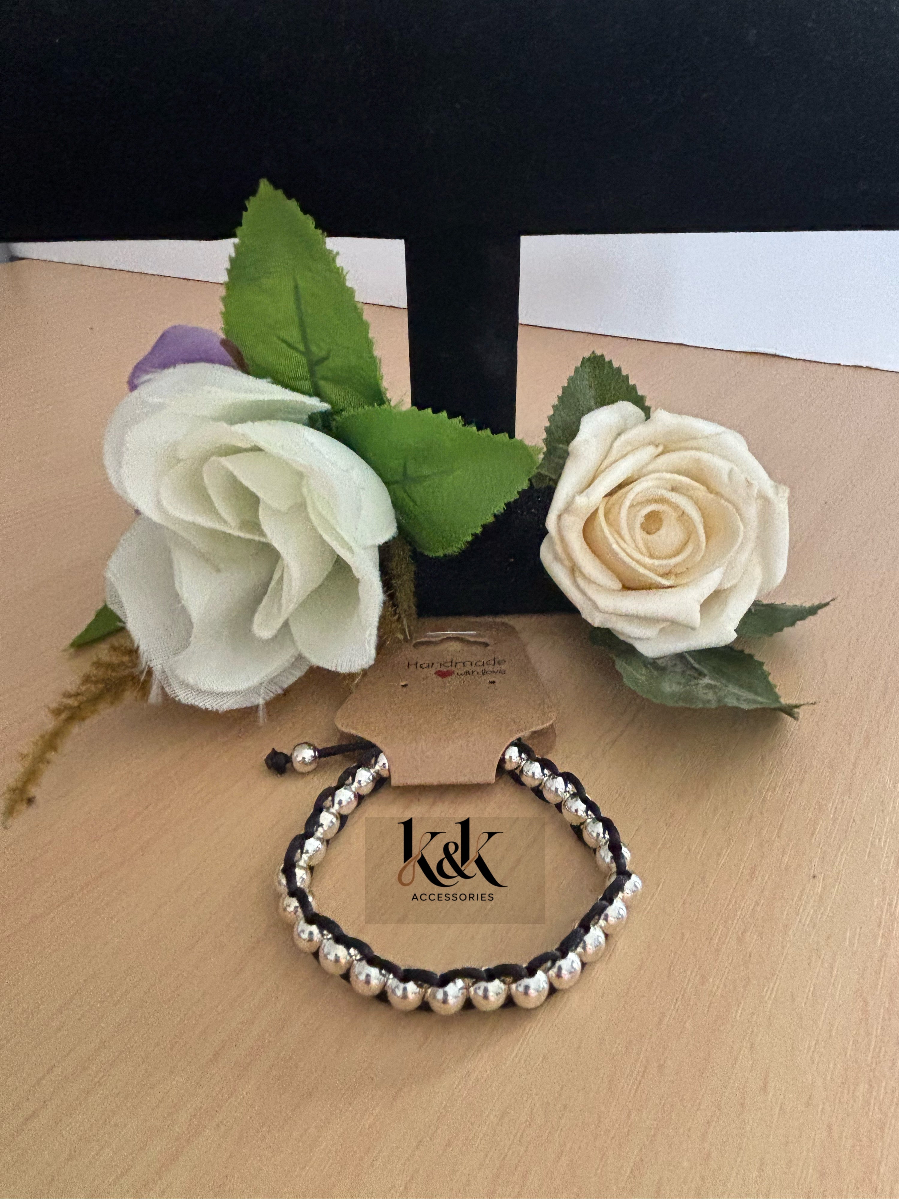 Silver Bead Macramé Bracelet
