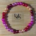 Hot Pink, Pink, Peach & Burgundy Beaded Bracelet