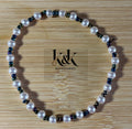 White Pearl & Navy Blue Spacer Bracelet