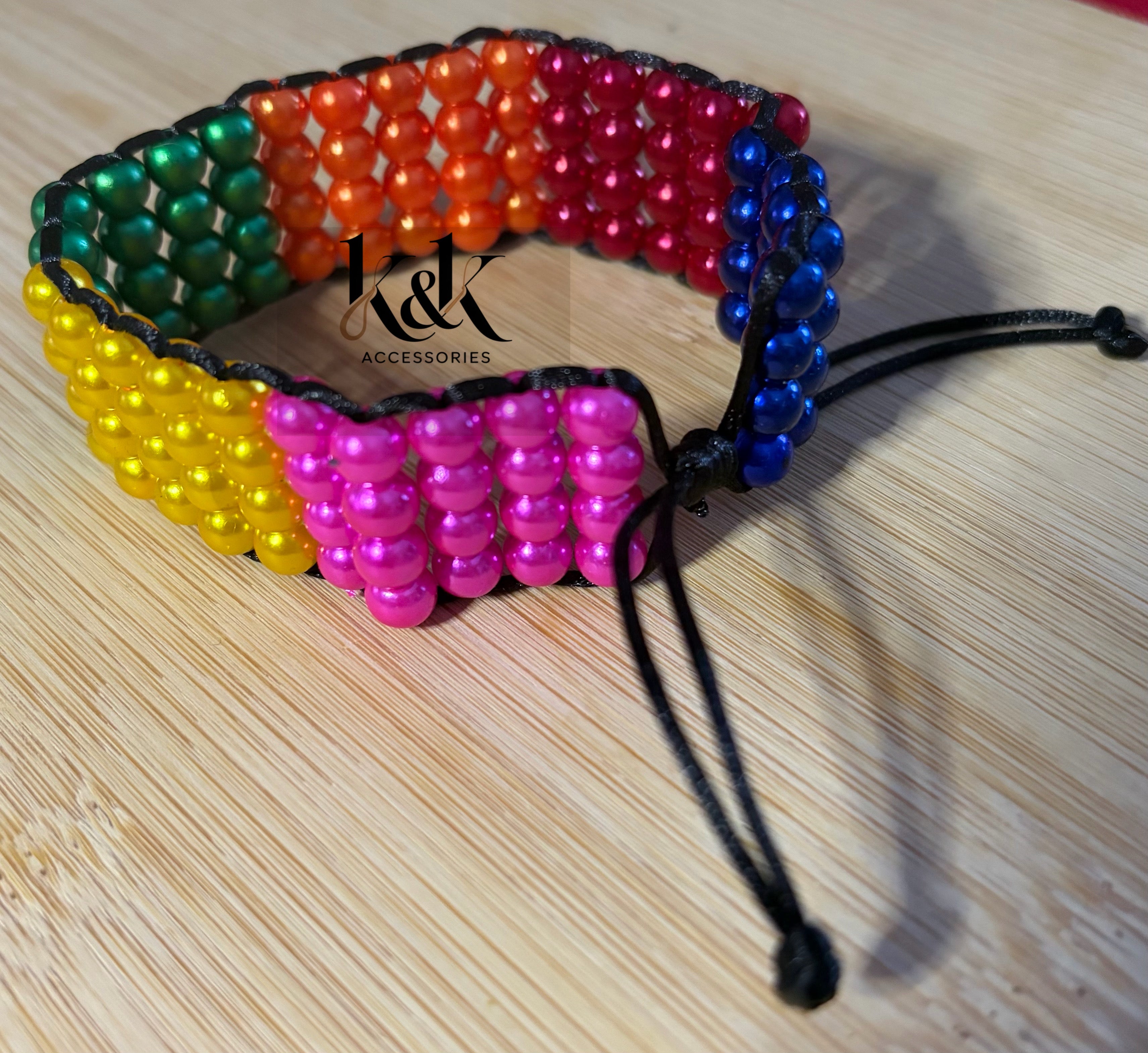Rainbow Beaded Cluster Friendship Bracelet