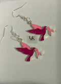 Hummingbird Pink Ribbon Breast Cancer Awareness Earrings