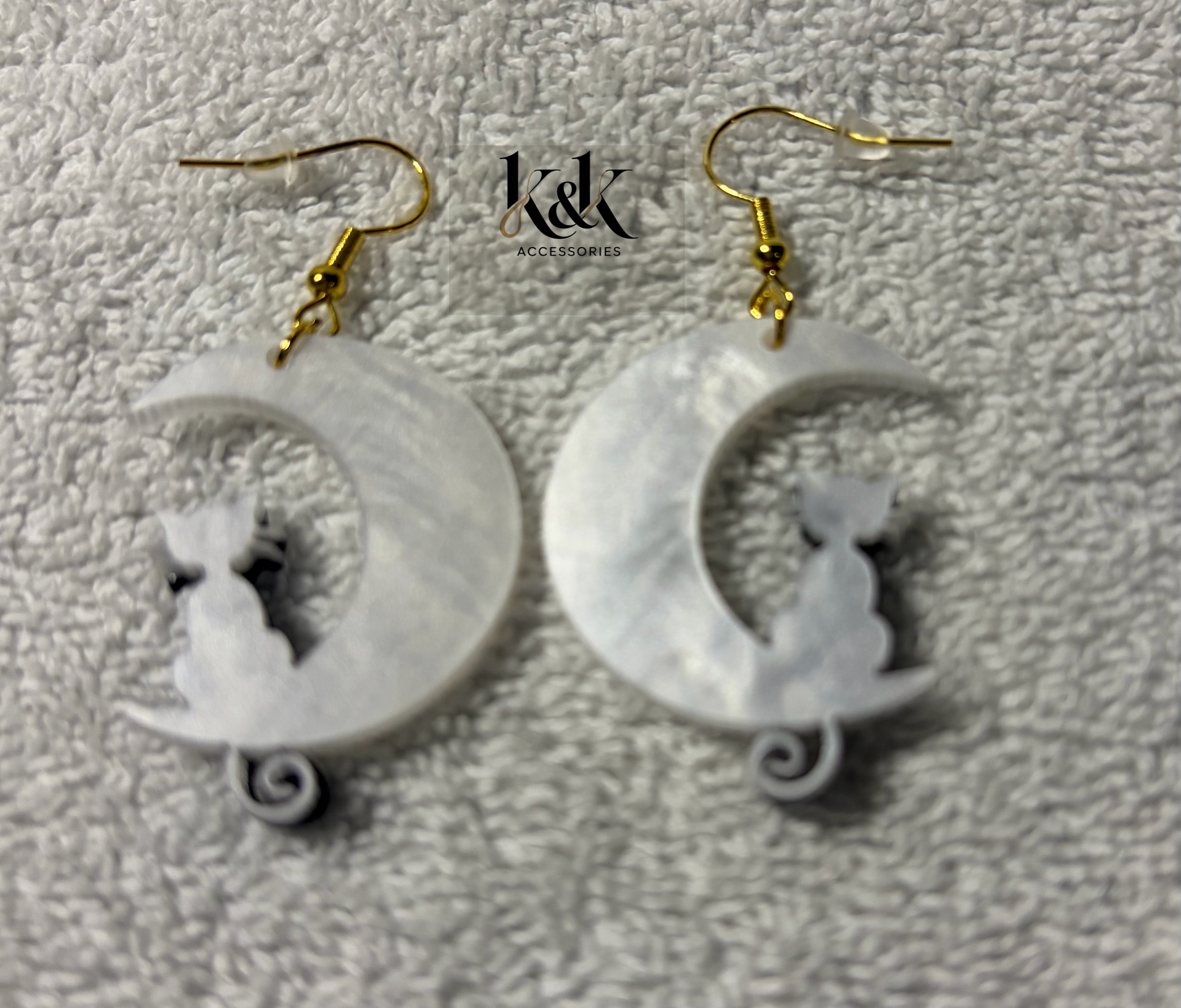 Cat and moon earrings
