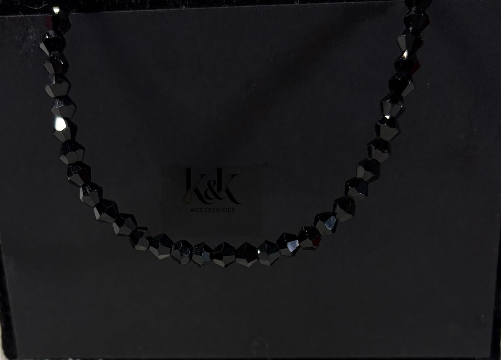 Black Faceted Bead Necklace