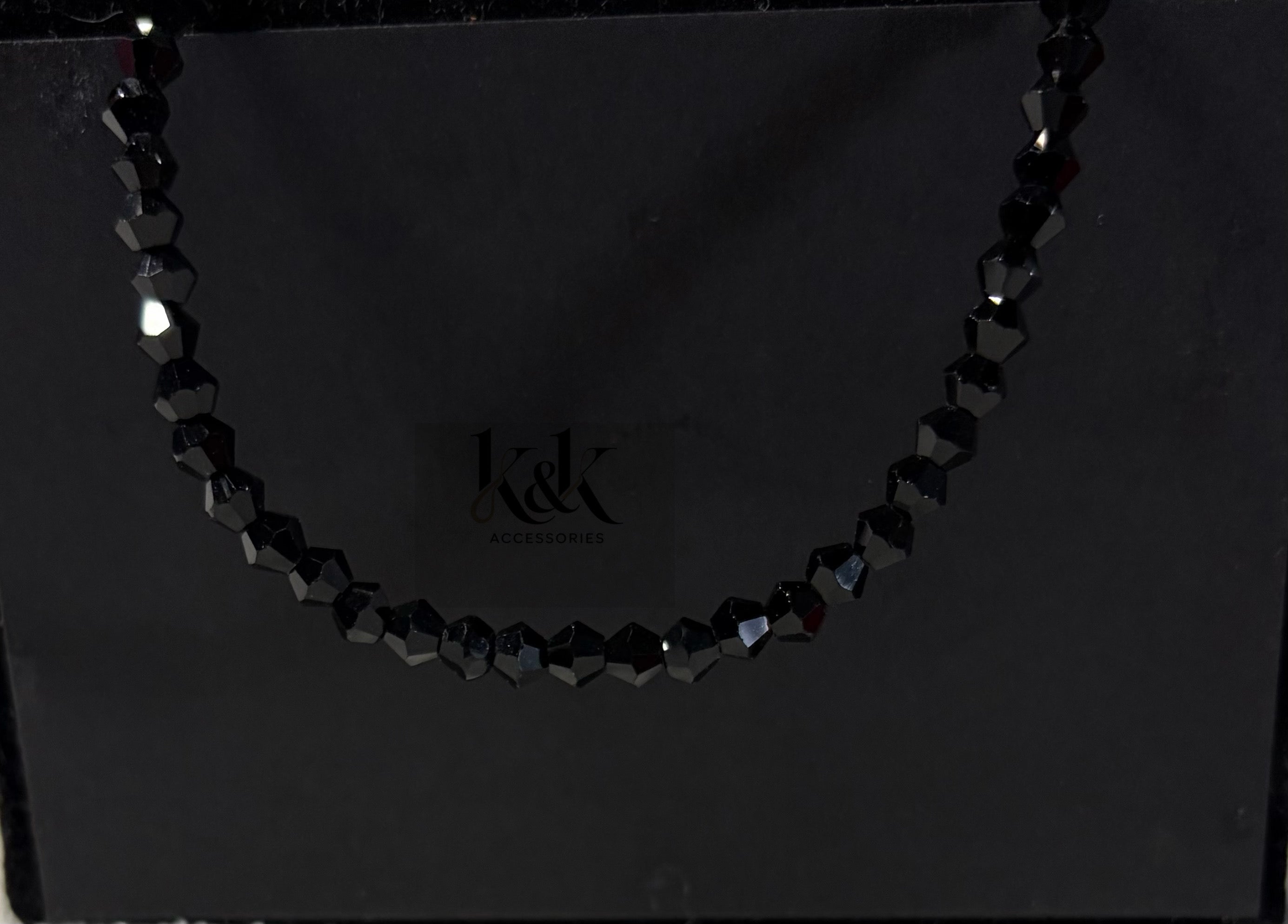 Black Faceted Bead Necklace