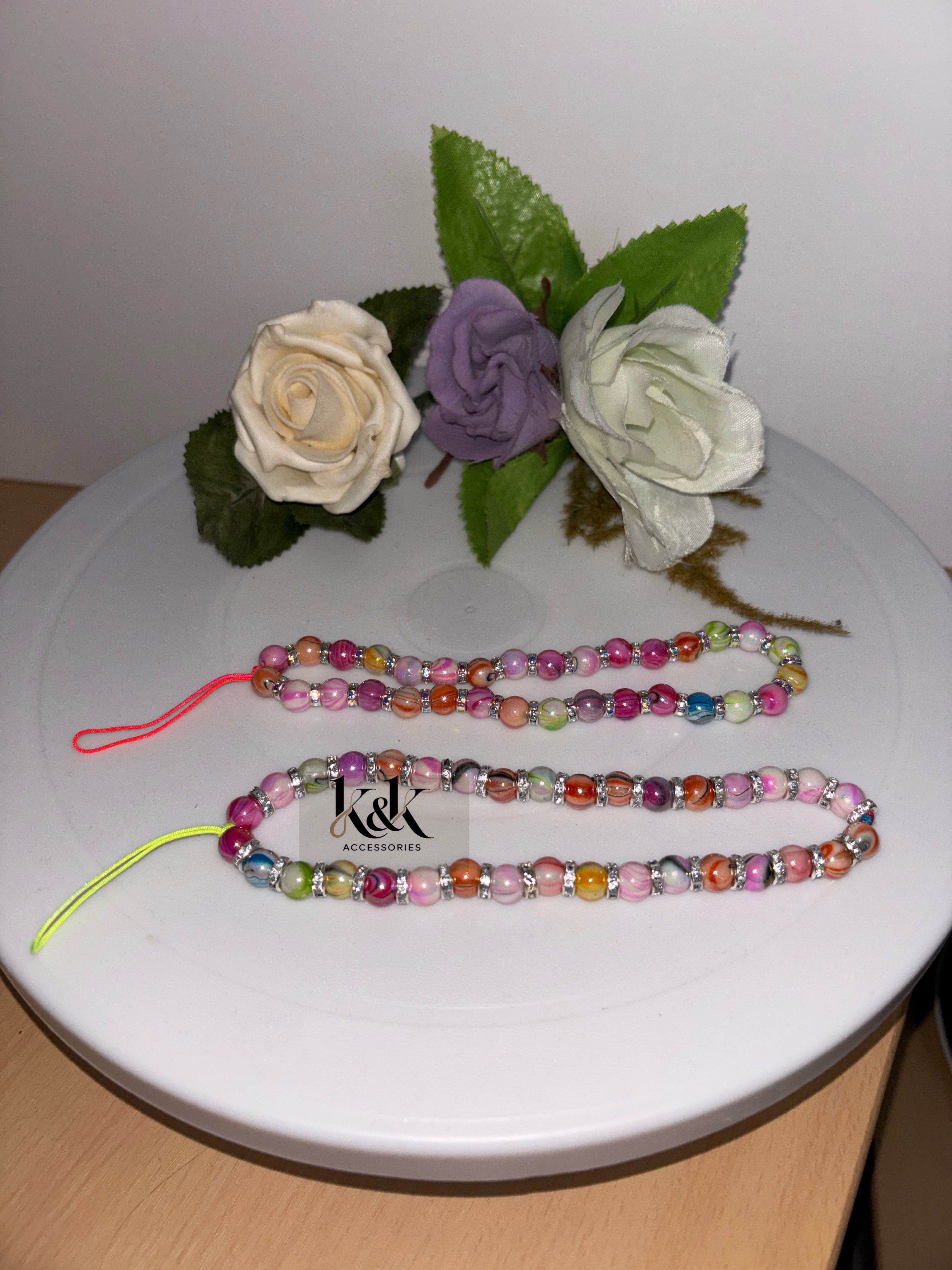 Multicolour Ball Bead & Rhinestone Phone Charm