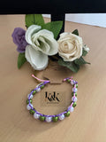 Green & White Pearl Beaded Bracelet – Lilac Cord