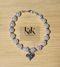 White Pearl Bracelet with Silver Heart Charm