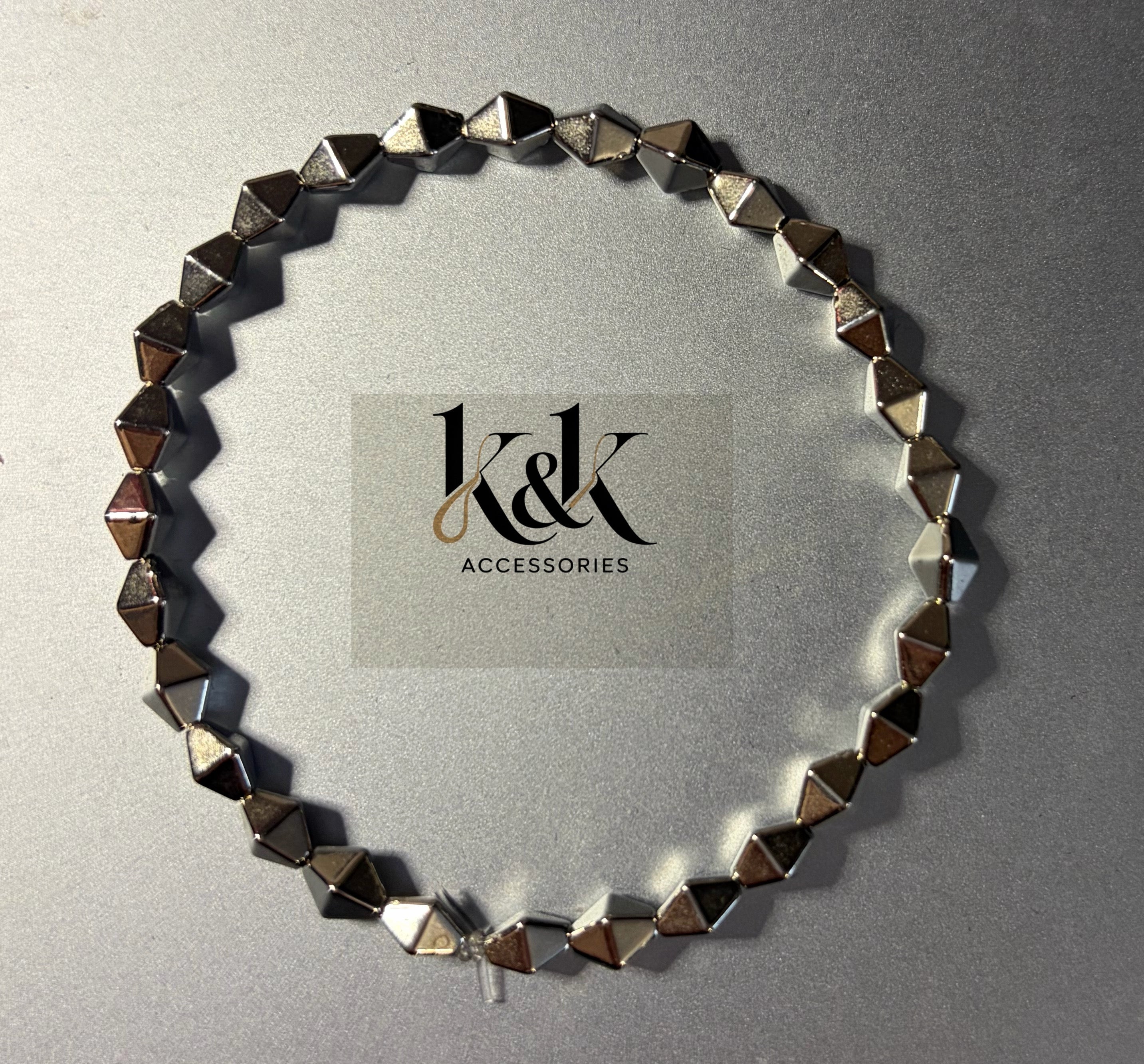 Silver Geometric Bracelet - Modern Faceted Diamond Bead Jewellery