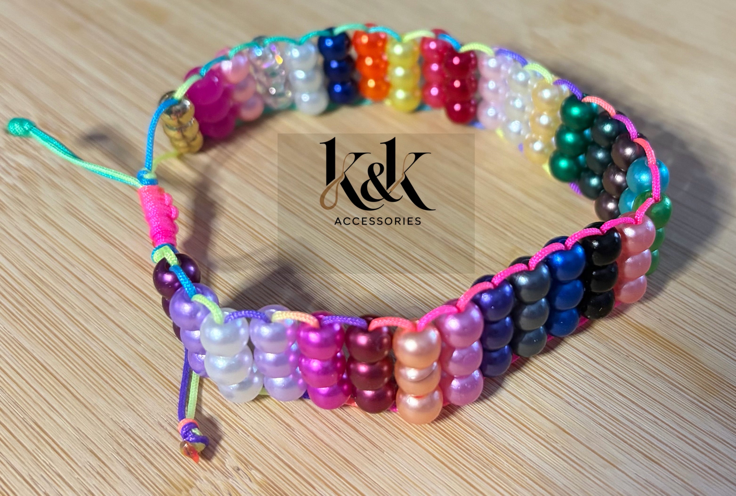 Pastel Rainbow Twisted Beaded Cluster Friendship Bracelet
