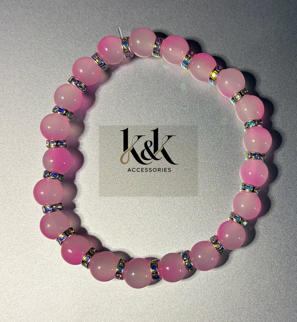 Gemstone Bracelet with Crystal Spacers