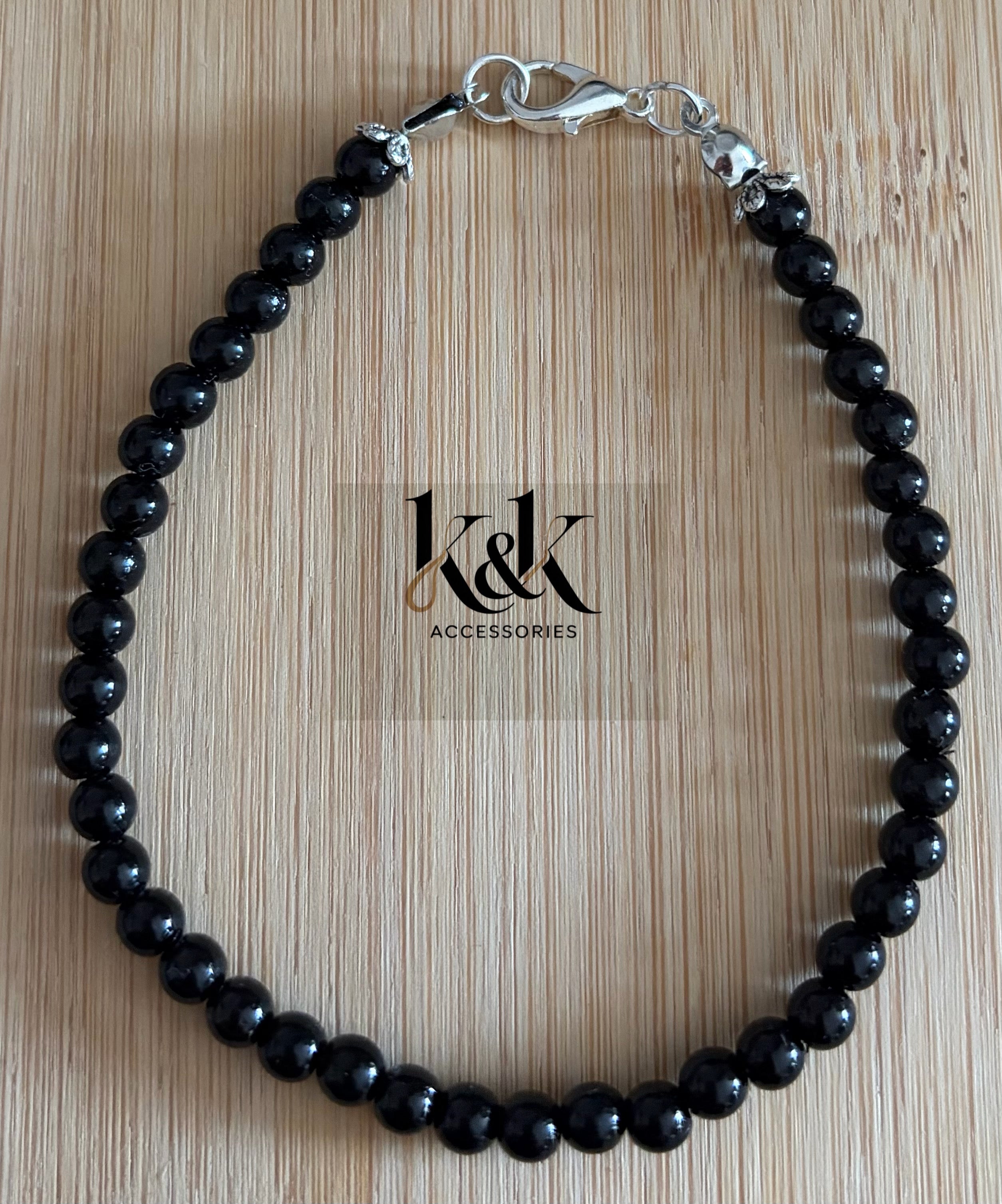 Black Faceted Crystal Bracelet with Clasp