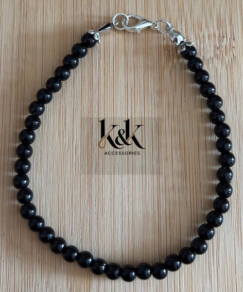 Black Faceted Crystal Bracelet with Clasp
