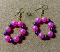Pink and Purple Beaded Hoop Earrings