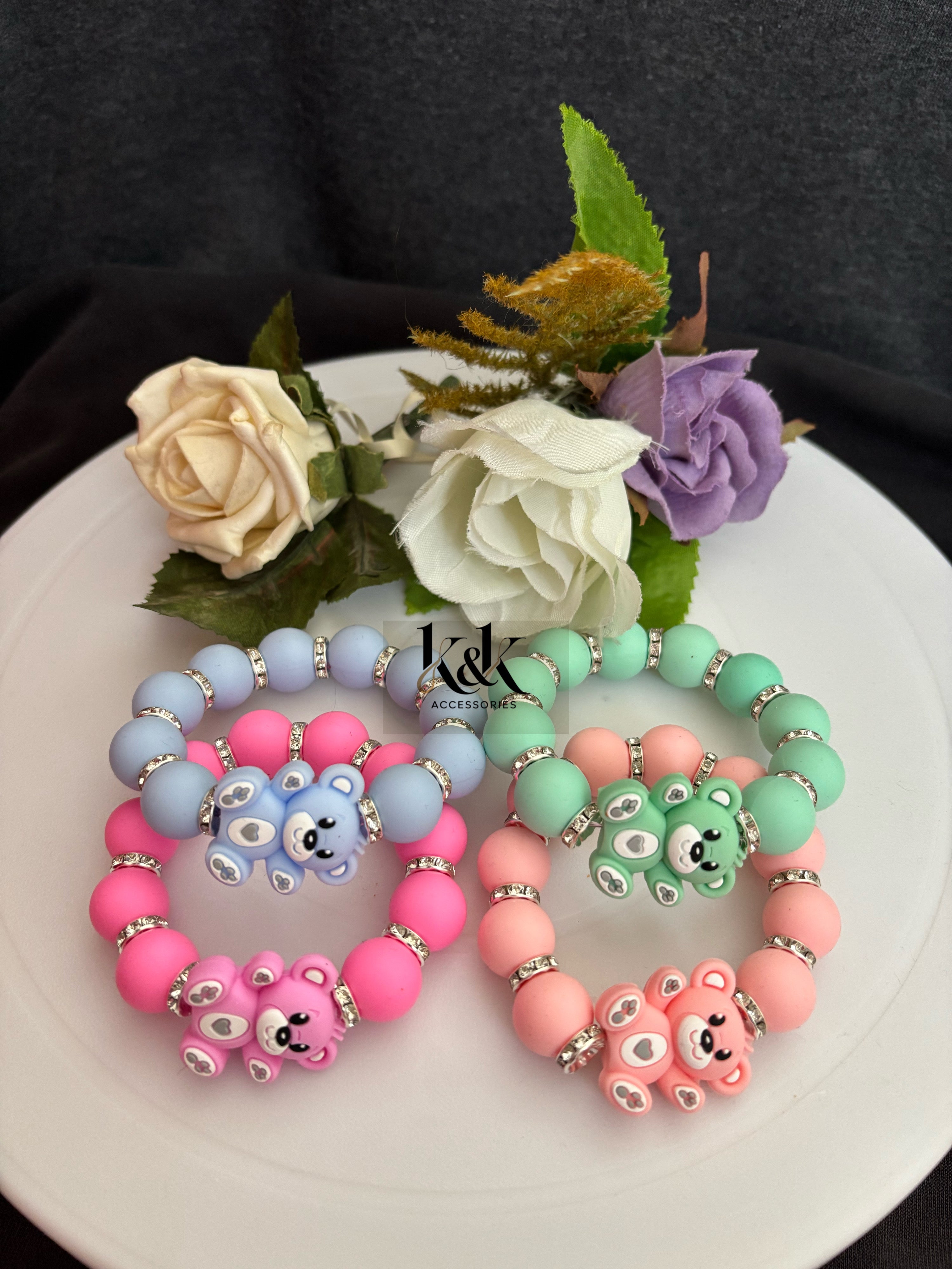 Bear Charm Bead Bracelet