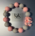 Teddy Bear Charm Bracelet with Crystal Spacers