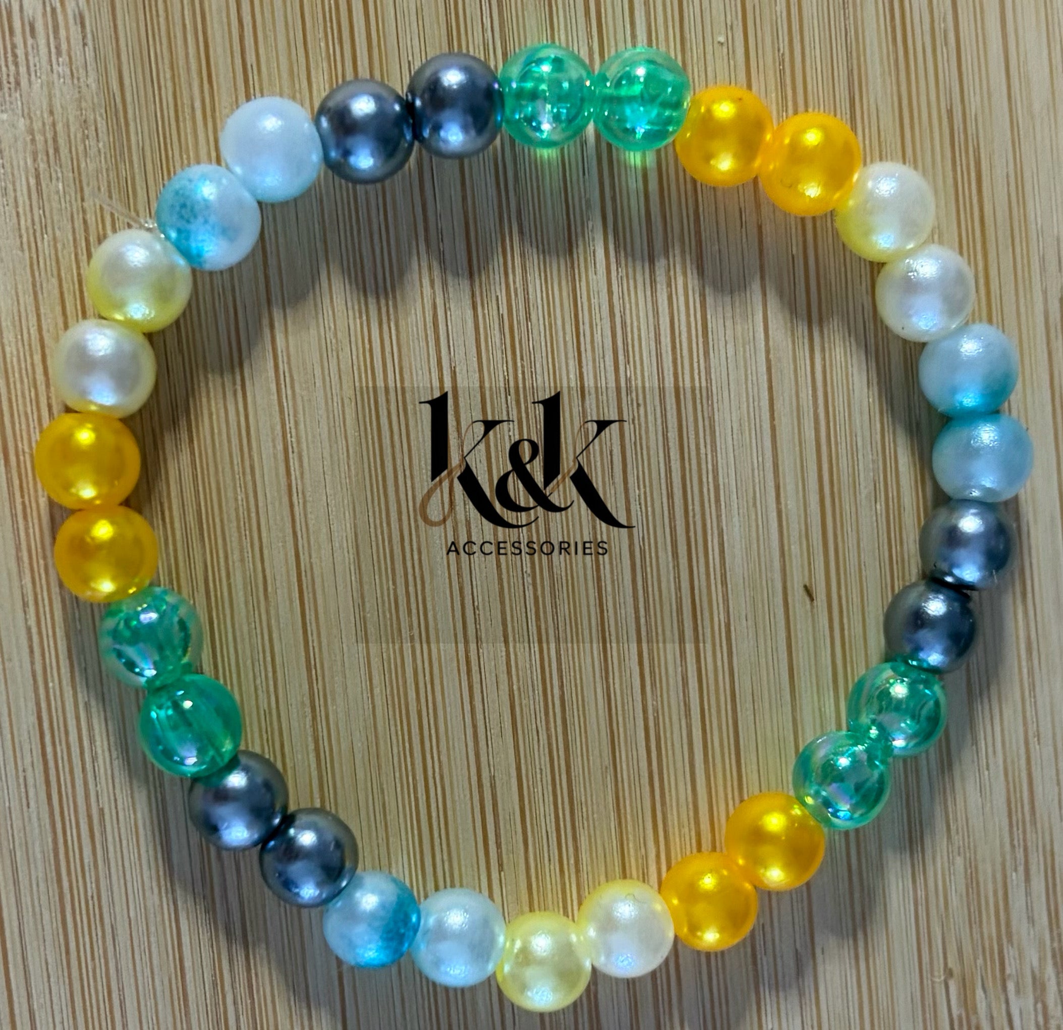 Blue, Green & Yellow Beaded Bracelet