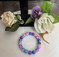 Marble Bead Bracelet - Blue, Purple, Pink & White with Silver Spacers