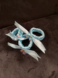 Handmade satin ribbon hairband with beaded detail - Baby Blue